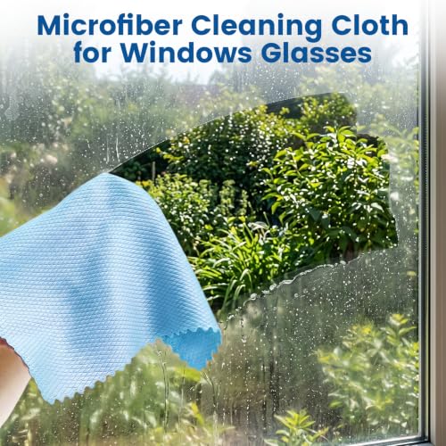 Niveaya 12 Pack Reusable Fish Scale Cloth, Microfiber Glass Cleaning Cloth | Quick Drying Polishing Cloth, Streak Free Lint Free Cleaning Rags for Glass Kitchen Window , Nano Cloth Magic Cleaning Towels
