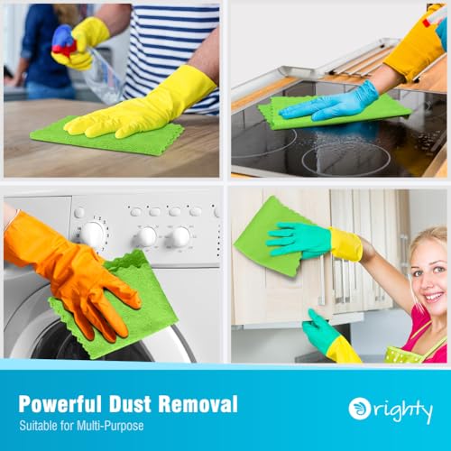 Orighty Microfiber Cleaning Cloth - 24 Pack, Green Cleaning Rags 12x11 inch | Microfiber Towels for Cars, Highly Absorbent Household Cleaning Supplies, Reusable Lint Free Cloths for House, Kitchen