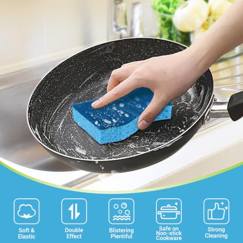 AIDEA Non Scratch Scrub Sponge-24Count, Sponges Kitchen, Sponges for Dishes | Cleaning Sponge, Cleans Fast Without Scratching, Stands Up to Stuck-on Grime, Cleaning Power for Kitchen, Household