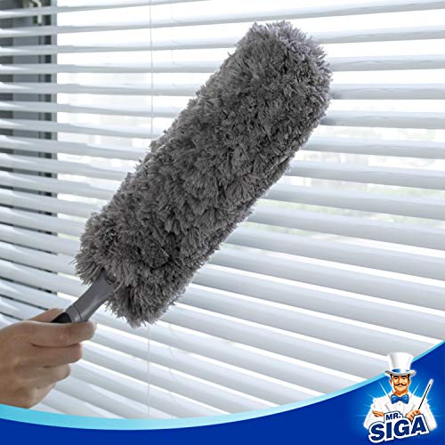 MR.SIGA Lint Free Microfiber Duster, Washable Duster for Household Cleaning | Microfiber hand duster, machine washable feather duster, dusters for cleaning, non slip handle, replaceable head