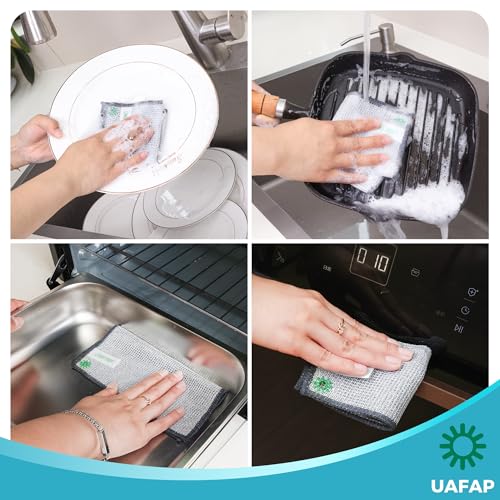 12pcs Upgrade 3-Layer Non-Scratch Steel Wool Dish Rags for Washing Dishs | Wet &amp; Dry Clening, Effortlessly Strips Stuck-on Grime, Great for Cookware, Sinks, Dishes and Stove tops 7.87“ x 7.87”