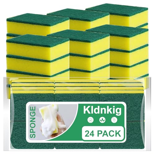 24 Pack Kitchen Cleaning Sponges,Scrub Sponges | Non-Scratch Scrub Dish Sponge Safe on Non-Stick Cookware,Stink-Free Cleaning Supplies for Pots, Pans
