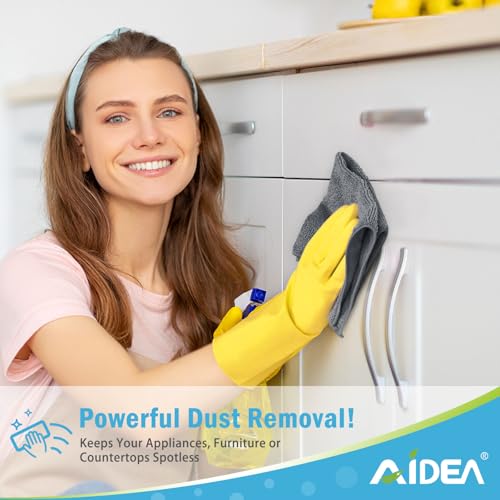 AIDEA Gray Microfiber Cleaning Cloth-12PK, Cleaning Rags 12"x 12" Absorbent | Microfiber Towels for Cars Lint Free, Reusable Microfiber Towels, Kitchen Towel Dusting Cloth, Dish Rags, Bulk Cleaning Towel
