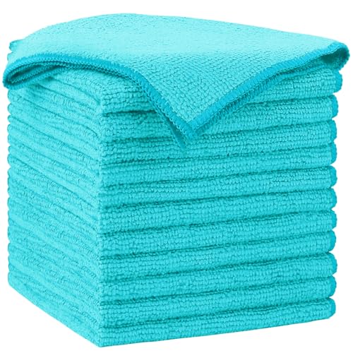 AIDEA Blue Microfiber Cleaning Cloth-12PK, Cleaning Rags 12"x 12" Absorbent | Microfiber Towels for Cars Lint Free, Reusable Microfiber Rags, Shop Towels Dish Rags for Kitchen/Home Cleaning Supplies