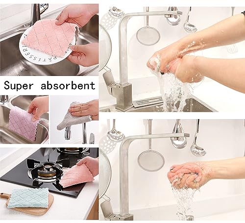 12 Pack Cleaning Cloth Kitchen Cloth, Dish Towels Super Absorbent Coral Velvet Dishtowels, Microfiber Premium Soft Tea Towels, Quick Dry Rags, Multipurpose Reusable Washcloths, Non-Stick Oil Cloths.
