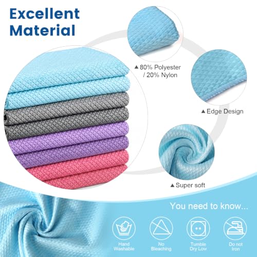 Niveaya Microfiber Glass Cleaning Cloth, Reusable Fish Scale Cloth 8 Pack | Streak Free Lint Free Cleaning Towels, Quick Drying Polishing Cloth for Window, Kitchen, Shower, Stainless Steel, Auto