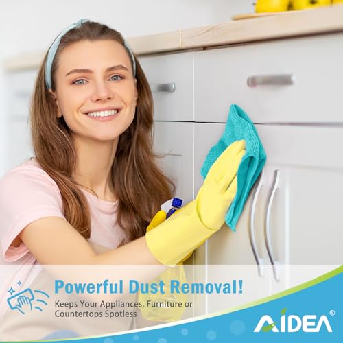 AIDEA Blue Microfiber Cleaning Cloth-12PK, Cleaning Rags 12"x 12" Absorbent | Microfiber Towels for Cars Lint Free, Reusable Microfiber Rags, Shop Towels Dish Rags for Kitchen/Home Cleaning Supplies