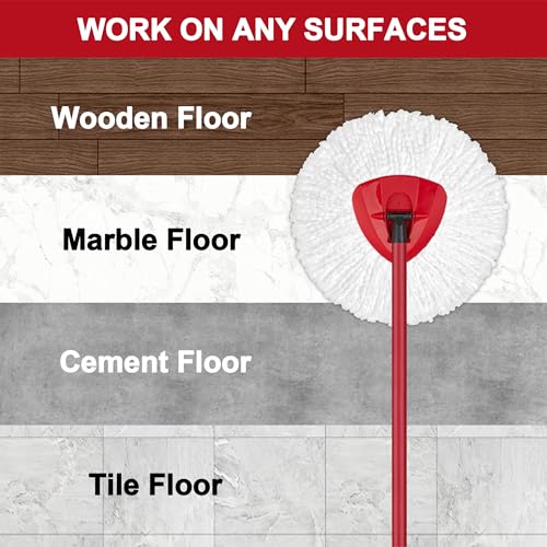 4 Pack Mop Heads Replacements for Easy Wring 1-Tank Spin System, Microfiber Spin Refills, Easy Cleaning Mop Repalce Head