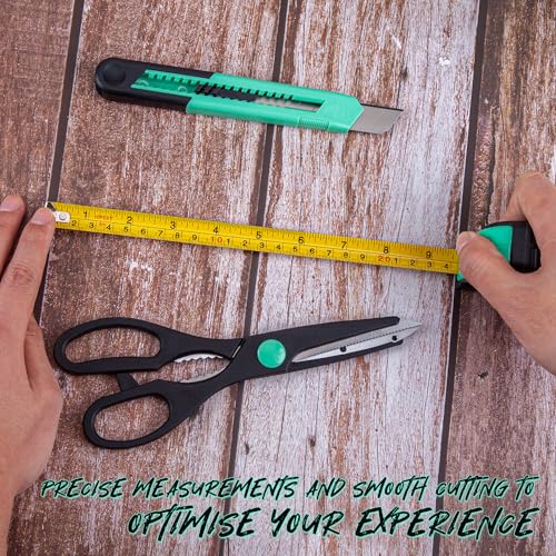 CARTMAN 39-Piece Household Tool Set, Green Hand Kit With Storage Case | Complete assortment for home repairs, DIY projects, furniture setup, crafting, and daily household fixes in toolbox.
