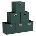 Household Essentials Foldable Fabric Storage Cubes 6-Pack – 11x11x11 Stackable Non-Woven Bins with Chipboard Sides &amp; Grommet Handles – Closet, Shelf, Nursery, or Office Organizer – Dark Green