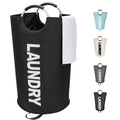 Maxsilan 90L Large Laundry Basket Bag, Collapsible Tall Hamper, Black | Freestanding tall laundry bag &amp; foldable washing basket. Large capacity clothes storage bin with durable sturdy handles