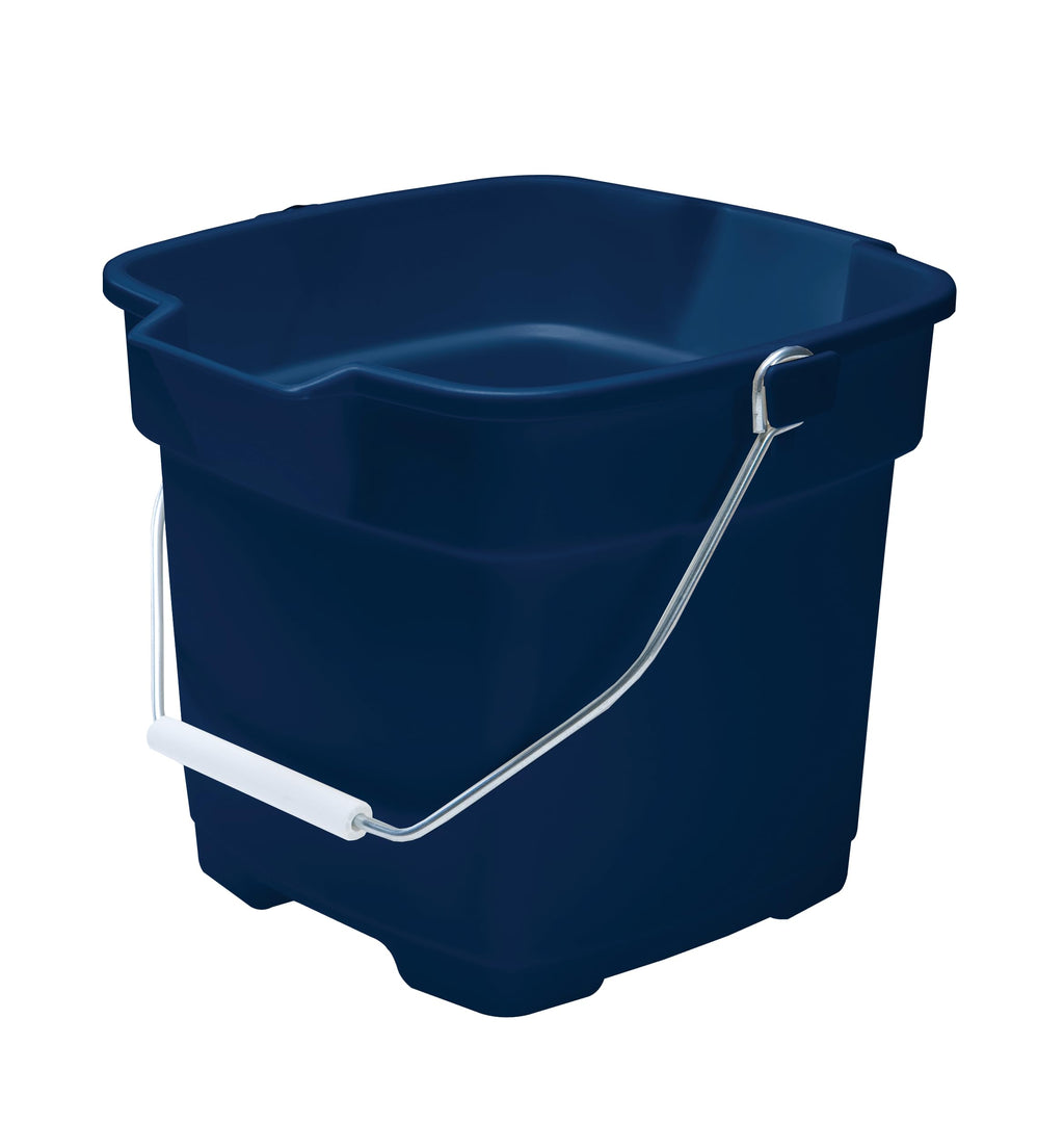 Rubbermaid Roughneck Square Bucket, 12-Quart, Blue, Sturdy Pail Bucket Organizer Household Cleaning Supplies Projects Mopping Storage Comfortable Durable Grip Pour Handle
