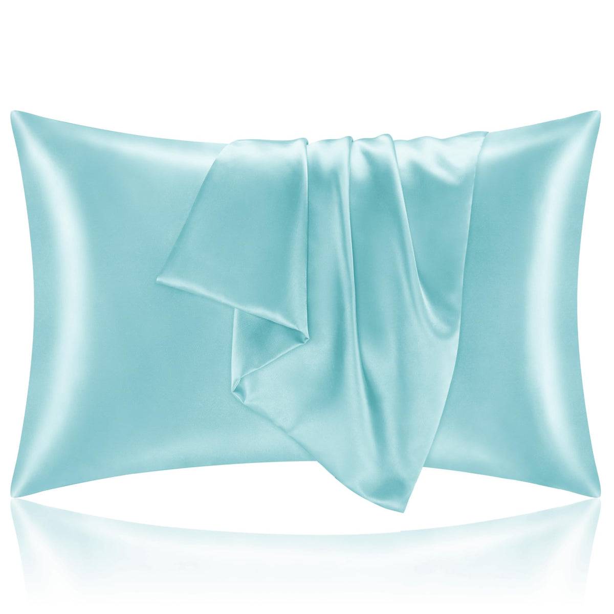 BEDELITE Satin Pillowcases, Standard Size 20x26 Inch, Blue, Set of 2 | Similar to Silk Pillow Cases, Soft and Cooling, Reduces Friction, Gentle on Hair and Skin, Envelope Closure, Women Men Gift