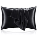 BEDELITE Satin Pillowcases, Standard Size 20x26 Inch, Black, Set of 2 | Similar to Silk Pillow Cases, Soft and Cooling, Reduces Friction, Gentle on Hair and Skin, Envelope Closure, Women Men Gift