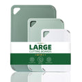 THETCHRY Plastic Cutting Board Set of 3-Cutting Boards for Kitchen BPA Free | Large-Small Chopping Boards, Non-Slip for Cooking, Dishwasher Safe, Camping, Portable, with Grip Handle, Sage Green