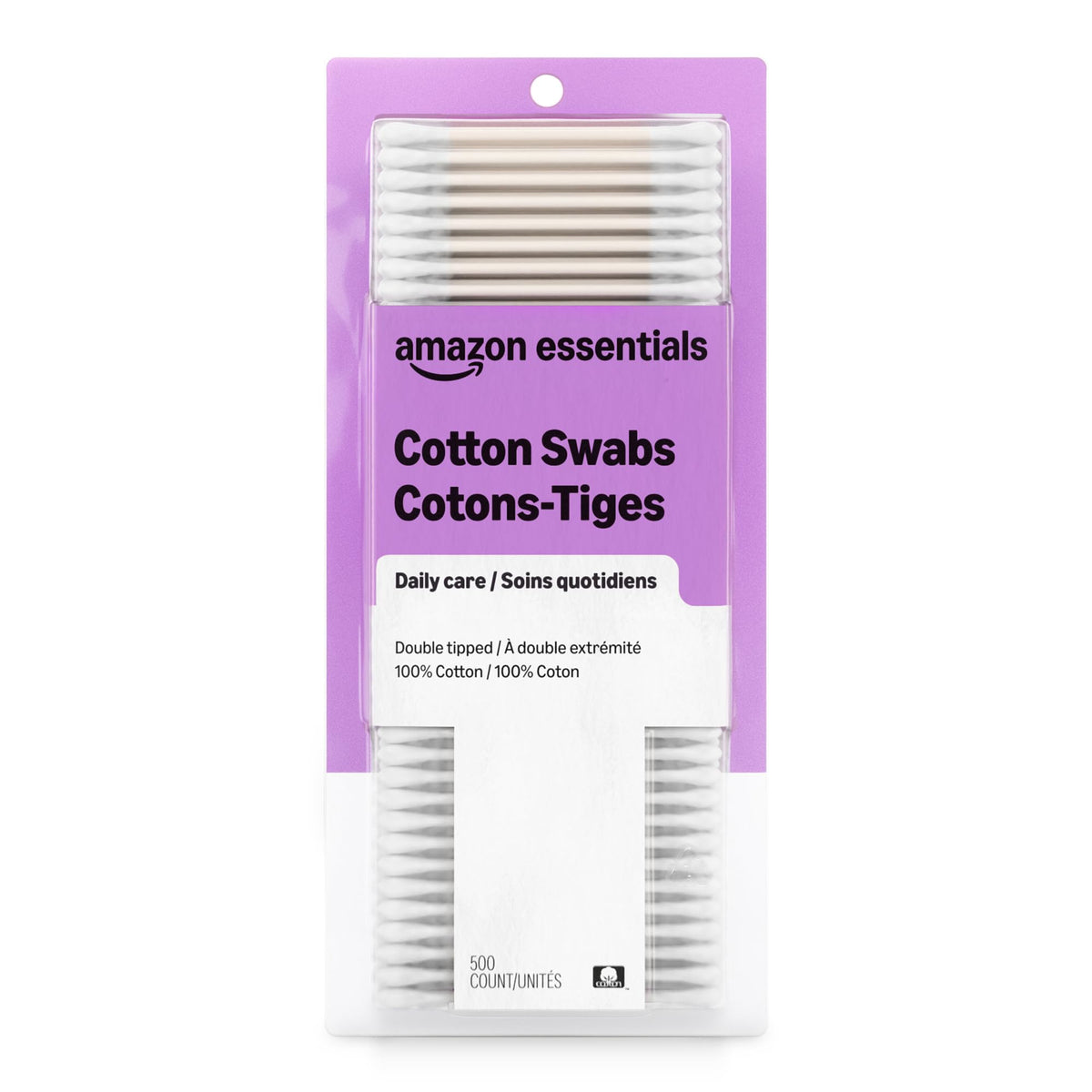 Amazon Essentials Cotton Swabs, 500 Count (Previously Amazon Basics)
