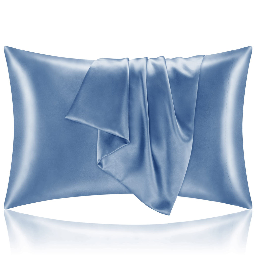 BEDELITE Satin Pillowcases, Standard Size 20x26 Inch, Airy Blue, Set of 2 | Similar to Silk Pillow Cases, Soft and Cooling, Reduces Friction, Gentle on Hair and Skin, Envelope Closure, Women Men Gift