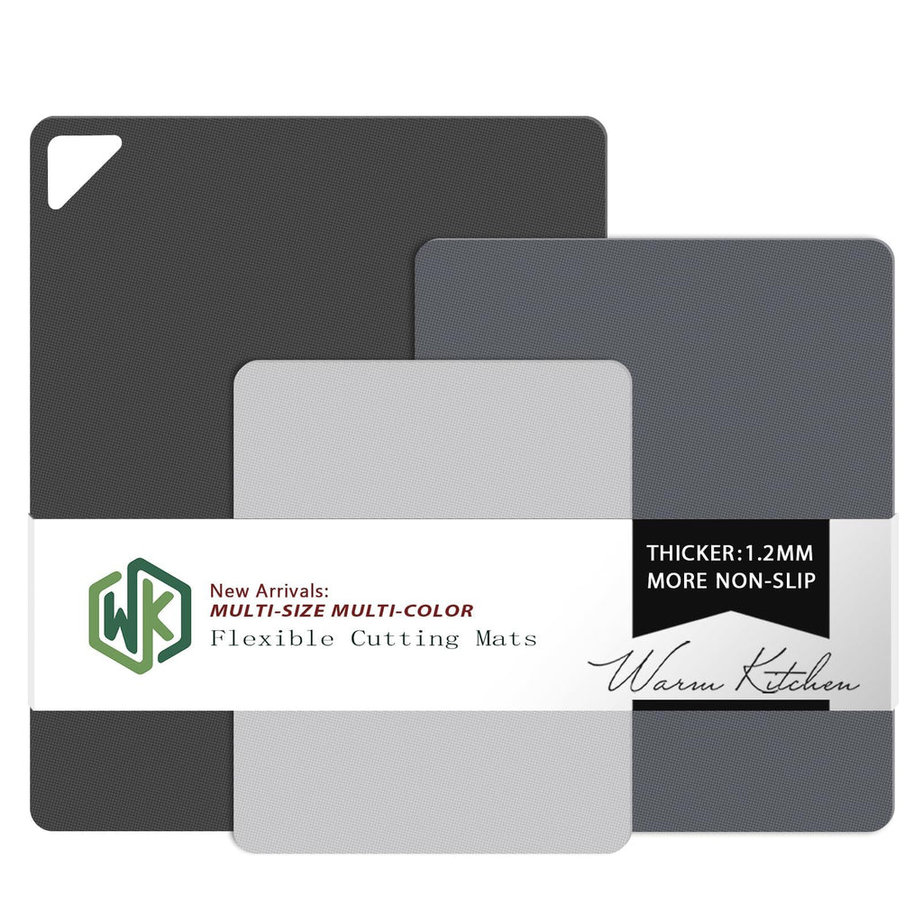 WK Flexible Plastic Cutting Boards Mats for Kitchen, Flexible Non Slip Cutting Mat, Thin Cutting Sheets, BPA Free, Dishwasher Safe, Multi Sizes