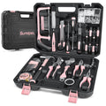 Sundpey 148 Pcs Portable Basic Hand Repair Home Tool Kit Set with Case Pink | with Ratchet Screwdriver &amp; Adjustable Wrench &amp; Water Pump Pliers, Women Tool Set for Household House Garage Apartment Dorm
