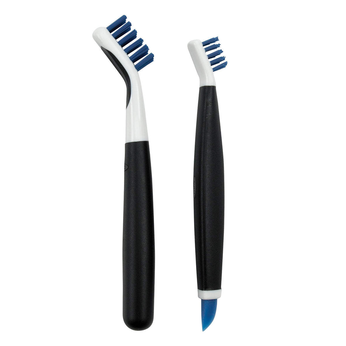 OXO Good Grips Deep Clean Brush Set, Orange, Blue | 2-Piece Deep Clean Brush Set, Small and Large Brushes, Sturdy Bristles, Faucets and Drains, Bathroom Supplies, Kitchen