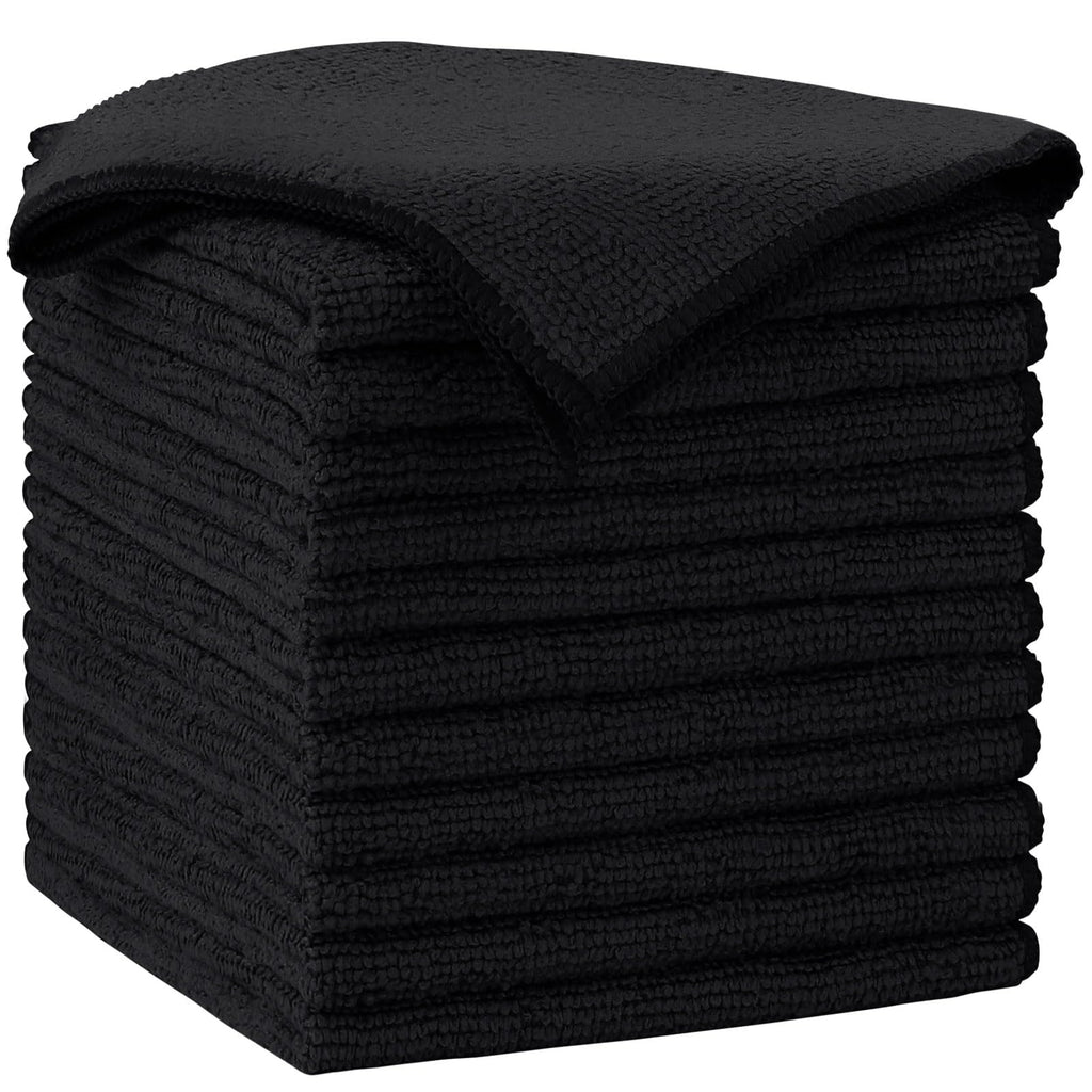 AIDEA Black Microfiber Cleaning Cloth-12PK, Absorbent Cleaning Rags 12"x12" | Microfiber Towels for Cars Lint Free Soft Microfiber Towels, Kitchen Towels Dusting Cloth, Dish Rags, Cleaning Towels
