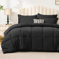 Love's cabin Queen Comforter Set, 7 Pieces Bed in a Bag, Black | OEKO-TEX Certified, All-Season, 1 Down-Alternative Comforter + 1 Flat &amp; Fitted Sheets + 2 Pillowcases + 2 Pillow Shams