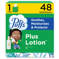 Puffs Facial Tissues Plus Lotion, 1 Cube Box, 48 Facial Tissues per Box, Allergies and Colds (Packaging May Vary)