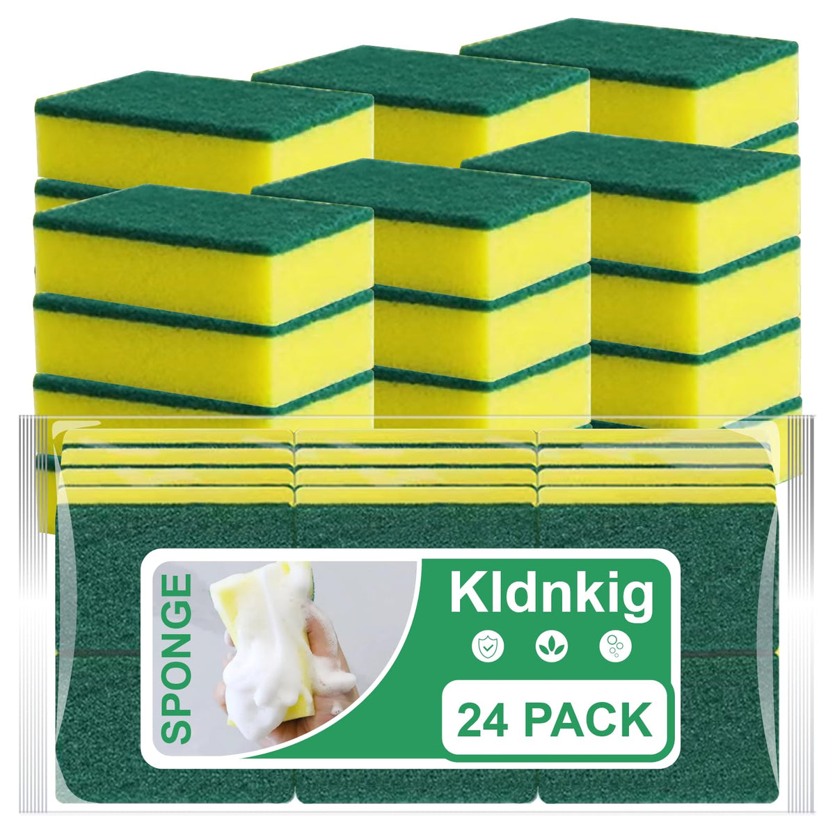 24 Pack Kitchen Cleaning Sponges,Scrub Sponges | Non-Scratch Scrub Dish Sponge Safe on Non-Stick Cookware,Stink-Free Cleaning Supplies for Pots, Pans