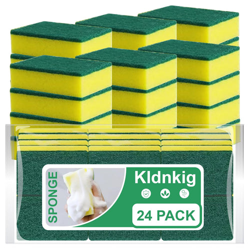 24 Pack Kitchen Cleaning Sponges,Scrub Sponges | Non-Scratch Scrub Dish Sponge Safe on Non-Stick Cookware,Stink-Free Cleaning Supplies for Pots, Pans