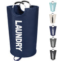 Maxsilan 90L Large Laundry Basket Bag, Collapsible Tall Hamper, Dark Blue | Freestanding tall laundry bag &amp; foldable washing basket. Large capacity clothes storage bin with durable sturdy handles