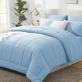 CozyLux Queen Comforter Set Baby Blue - 7 Pieces Bed in a Bag | OEKO-TEX Certified, All-Season, Bedroom, Guest Room, Down-Alternative Comforter + Flat &amp; Fitted Sheets + 4 Pillowcases