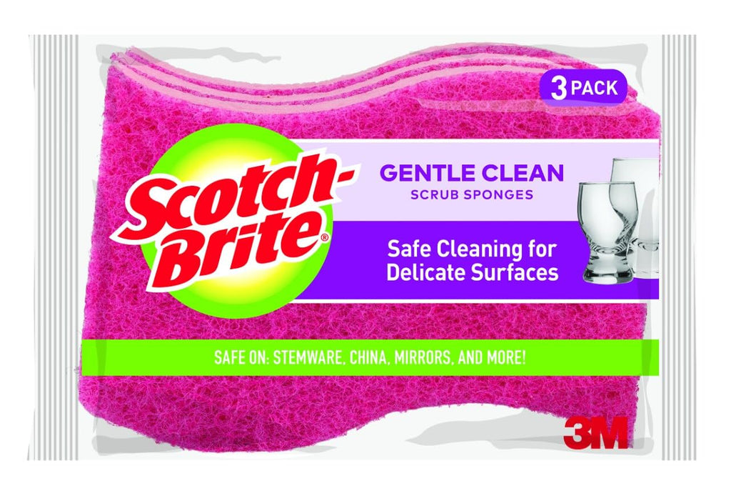 Scotch-Brite Delicate Clean Non-Scratch Scrub Sponge, 3 Pack | Kitchen Sponges for Cleaning Home, Bathroom, Effective + Gentle Dish Scrubber, Safe on Nonstick surfaces