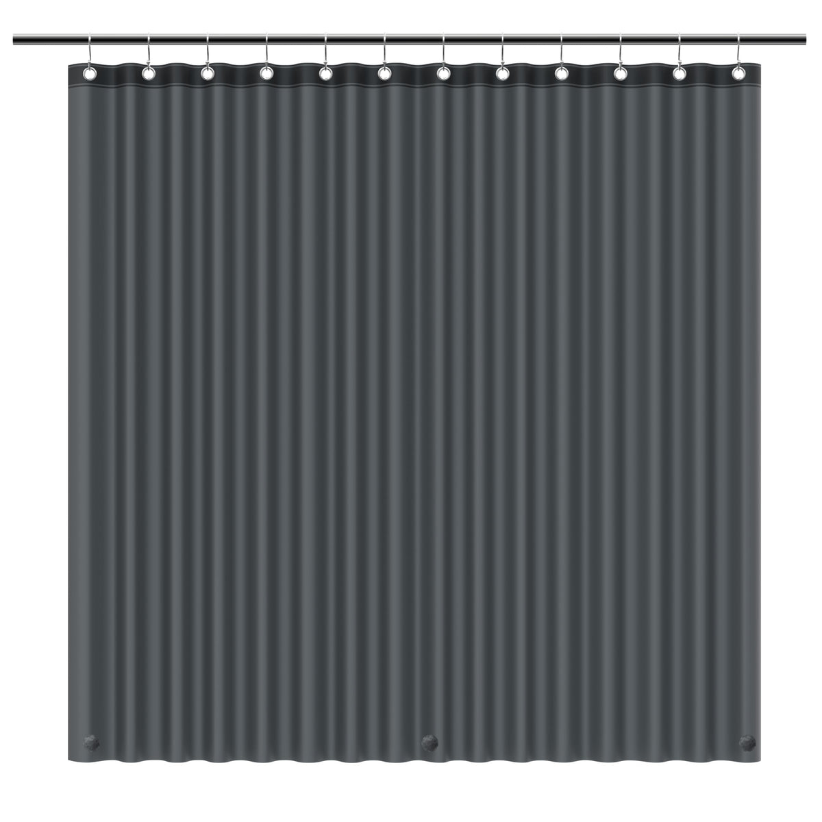 EHZNZIE Dark Grey Shower Curtain Liner 72x72, PEVA Waterproof Bath Curtain, No Chemical Smell, 3 Weighted Magnets, Durable with Rustproof Metal Grommets