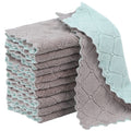 Rachan 11Pack Kitchen Dish Cloths, Reusable Dish Towels, Nonstick Oil Washable Fast Drying, Super Absorbent Coral Velvet Cleaning Cloths for Mom from Daughter Son(Green-grey10 x 6")