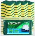 AIDEA Sponges Kitchen, 50 PK Heavy Duty Dish Sponge Kitchen, Scrub Sponges | Sponges for Dishes Stink-Free Cleaning, Reusable Cleaning Dish Scrubber Sponges for Home &amp; Restaurant, Bathroom, Sponges Bulk