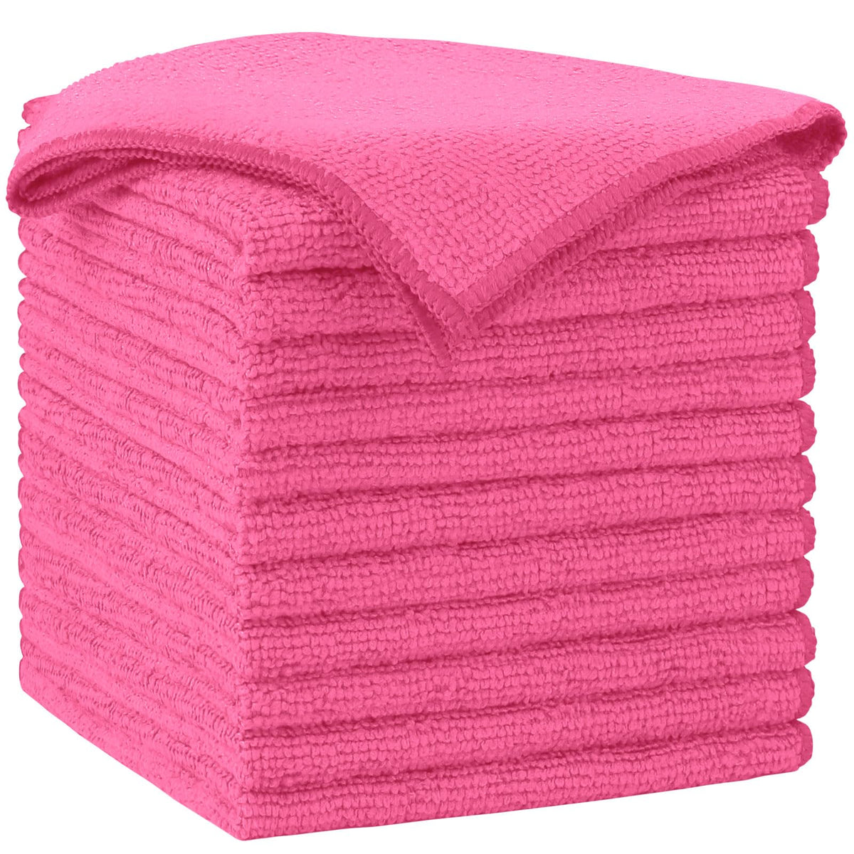 AIDEA Pink Microfiber Cleaning Cloth-12PK, Absorbent Cleaning Rags 12"x12" | Microfiber Towels for Cars Lint Free, Shop Towels, Kitchen Towels Pink Stuff Microfiber Towels, Cleaning Towels for Garage