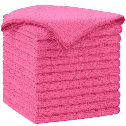 AIDEA Pink Microfiber Cleaning Cloth-12PK, Absorbent Cleaning Rags 12"x12" | Microfiber Towels for Cars Lint Free, Shop Towels, Kitchen Towels Pink Stuff Microfiber Towels, Cleaning Towels for Garage