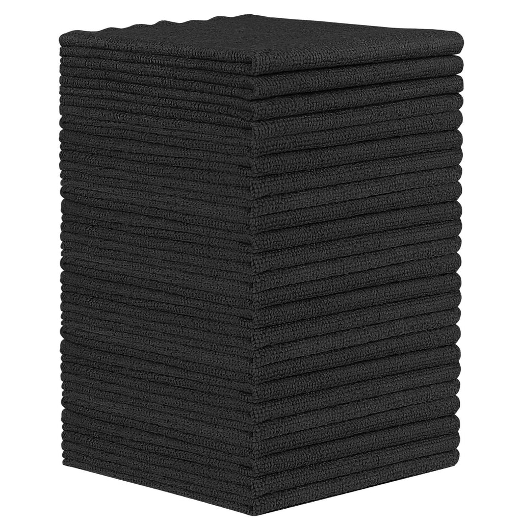 Orighty Microfiber Cleaning Cloth - 24 Pack, Black Cleaning Rags 12x11 inch | Microfiber Towels for Cars, Highly Absorbent Household Cleaning Supplies, Reusable Lint Free Cloths for House, Kitchen