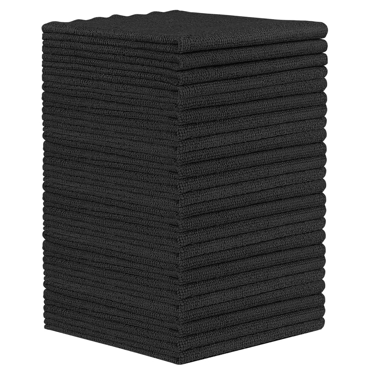 Orighty Microfiber Cleaning Cloth - 24 Pack, Black Cleaning Rags 12x11 inch | Microfiber Towels for Cars, Highly Absorbent Household Cleaning Supplies, Reusable Lint Free Cloths for House, Kitchen