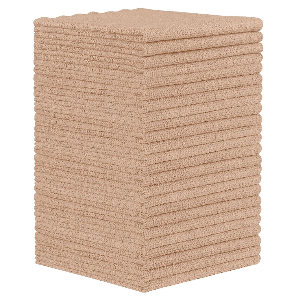 Orighty Microfiber Cleaning Cloth - 24 Pack, Brown Cleaning Rags 12x11 inch | Microfiber Towels for Cars, Highly Absorbent Household Cleaning Supplies, Reusable Lint Free Cloths for House, Kitchen