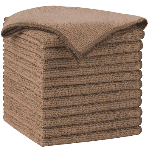 AIDEA Brown Microfiber Cleaning Cloth-12PK, Cleaning Rags 12"x12" Absorbent | Microfiber Towels for Cars Lint Free, Reusable Microfiber Rags, Kitchen Towel Dusting Cloth, Dish Rags for Home/Window
