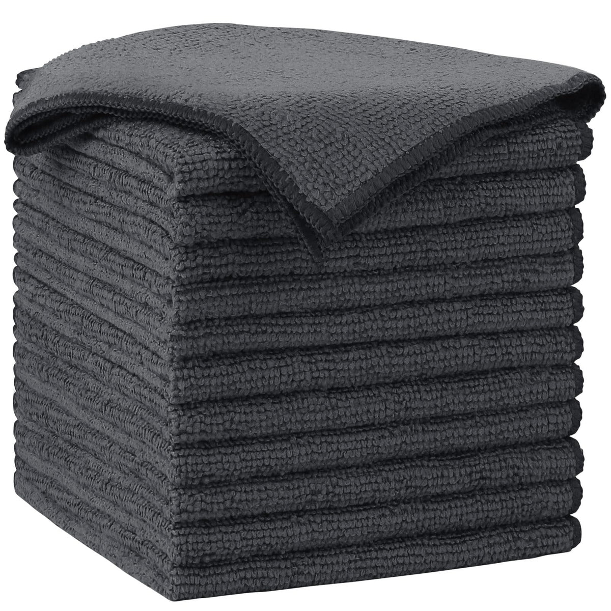 AIDEA Gray Microfiber Cleaning Cloth-12PK, Cleaning Rags 12"x 12" Absorbent | Microfiber Towels for Cars Lint Free, Reusable Microfiber Towels, Kitchen Towel Dusting Cloth, Dish Rags, Bulk Cleaning Towel