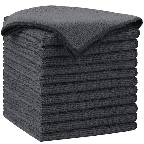 AIDEA Gray Microfiber Cleaning Cloth-12PK, Cleaning Rags 12"x 12" Absorbent | Microfiber Towels for Cars Lint Free, Reusable Microfiber Towels, Kitchen Towel Dusting Cloth, Dish Rags, Bulk Cleaning Towel
