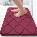 OLANLY Memory Foam Bath Mat Rug 24x16, Ultra Soft and Absorbent Bathroom Rugs, Non-Slip, Comfortable, Machine Washable Bath Carpet for Bathroom Floor, Tub, Shower and Home Decor Accessories, Burgundy