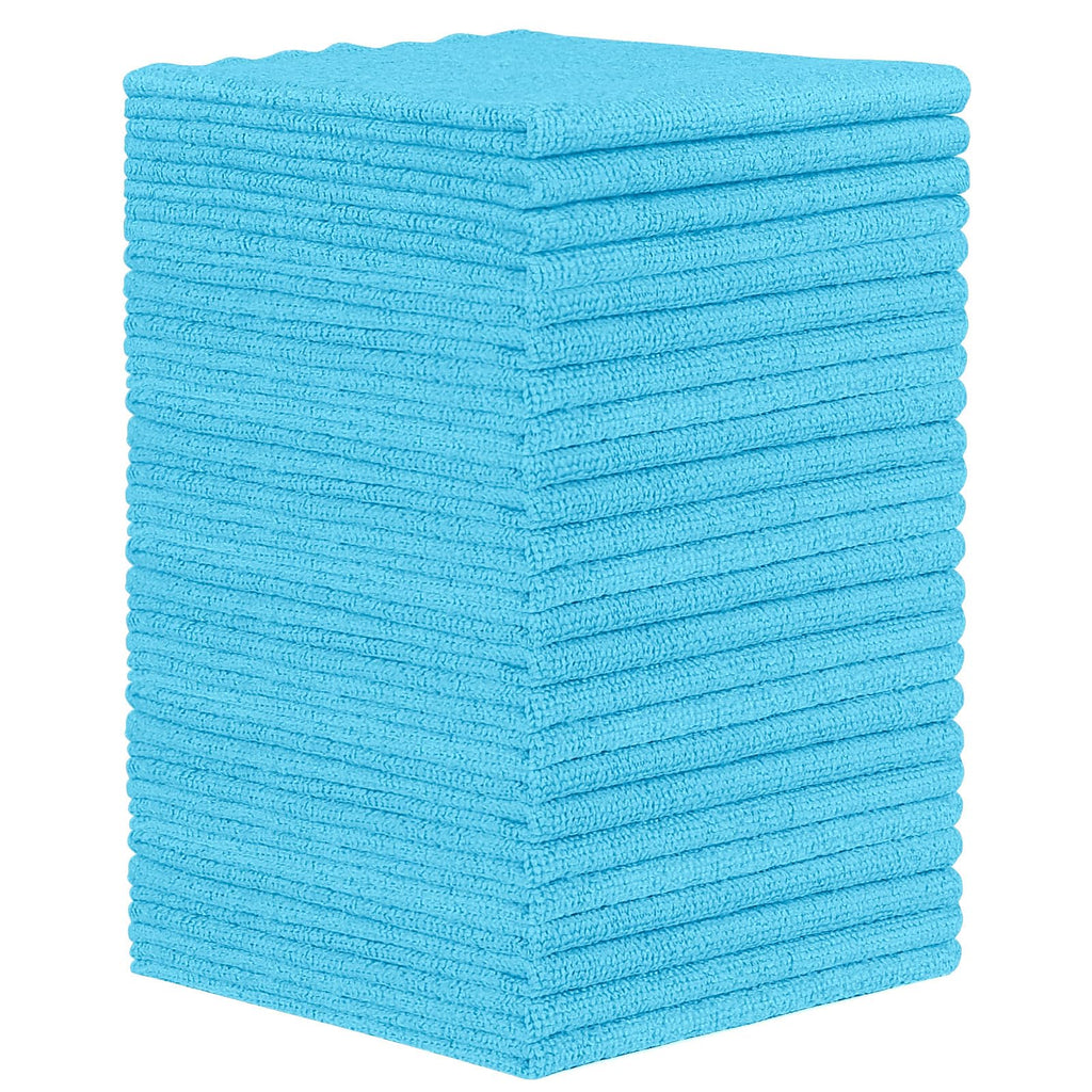Orighty Microfiber Cleaning Cloth - 24 Pack, Blue Cleaning Rags 12x11 inch | Microfiber Towels for Cars, Highly Absorbent Household Cleaning Supplies, Reusable Lint Free Cloths for House, Kitchen