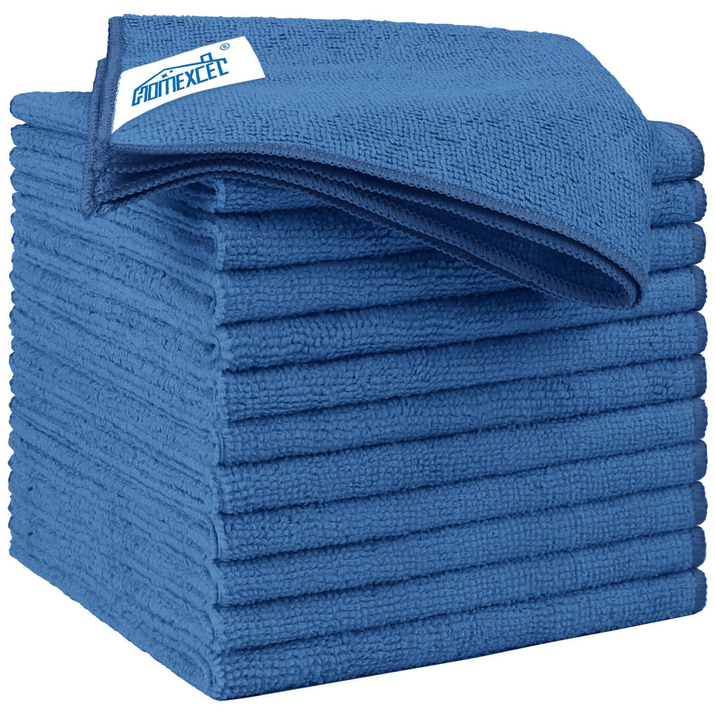 HOMEXCEL Lake Green Microfiber Cleaning Cloth 12 Pack 12.5 x 12.5 inch Microfiber Towels for Cars Ultra Absorbent Car Washing Cloth Lint Free Streak Free Cleaning Rags for Car, Kitchen Window