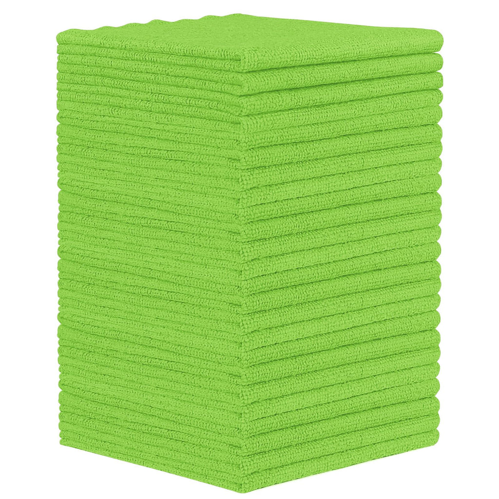 Orighty Microfiber Cleaning Cloth - 24 Pack, Green Cleaning Rags 12x11 inch | Microfiber Towels for Cars, Highly Absorbent Household Cleaning Supplies, Reusable Lint Free Cloths for House, Kitchen