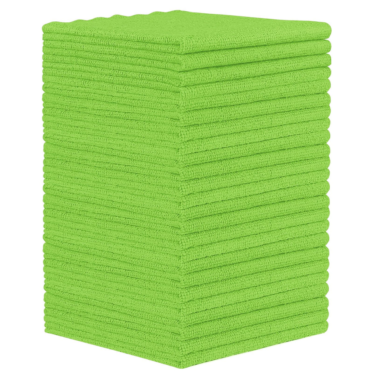 Orighty Microfiber Cleaning Cloth - 24 Pack, Green Cleaning Rags 12x11 inch | Microfiber Towels for Cars, Highly Absorbent Household Cleaning Supplies, Reusable Lint Free Cloths for House, Kitchen
