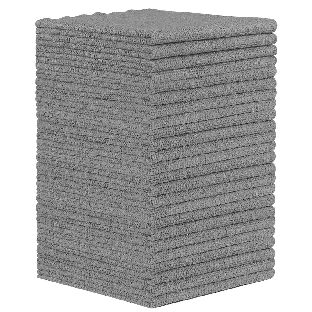 Orighty Microfiber Cleaning Cloth - 24 Pack, Grey Cleaning Rags 12x11 inch | Microfiber Towels for Cars, Highly Absorbent Household Cleaning Supplies, Reusable Lint Free Cloths for House, Kitchen