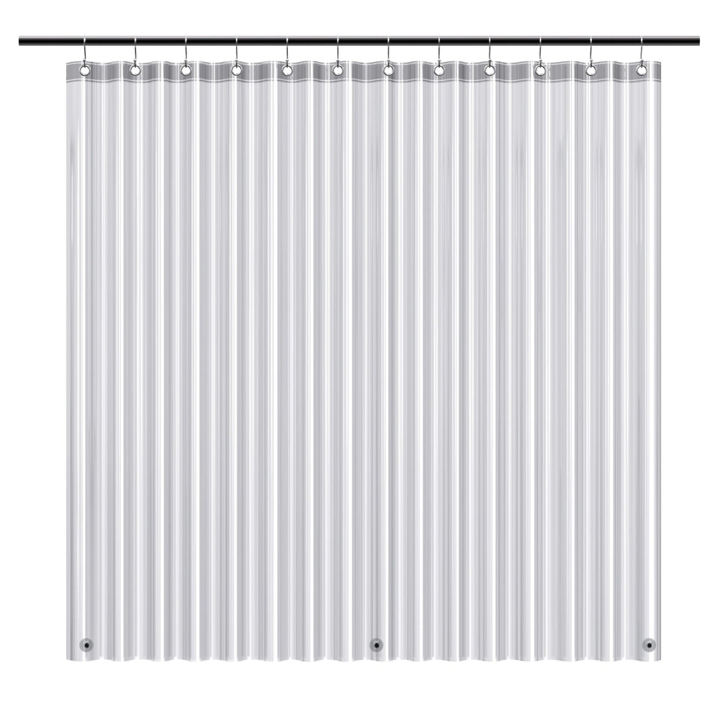 EHZNZIE Clear Black Shower Curtain Liner 72x72, PEVA Waterproof Bath Curtain, No Chemical Smell, 3 Weighted Magnets, Durable with Rustproof Metal Grommets